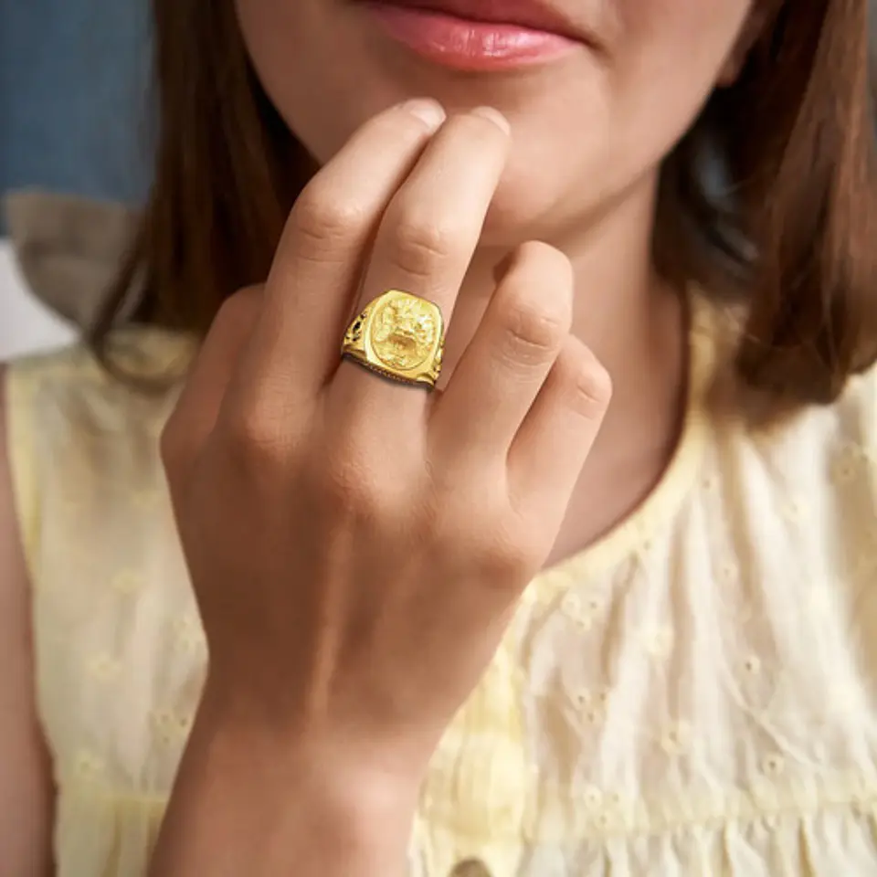 Anillo Cabeza Dragón Color Oro Hip Hop Para Hombre Y Mujer 9