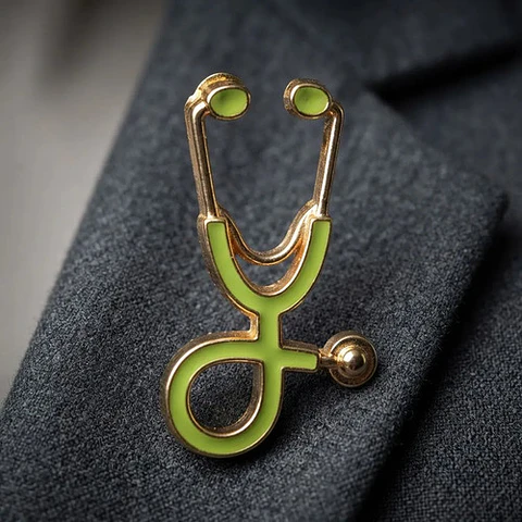 Broche Pin Insignia Médico Estetoscopio Medicin Hombre Mujer