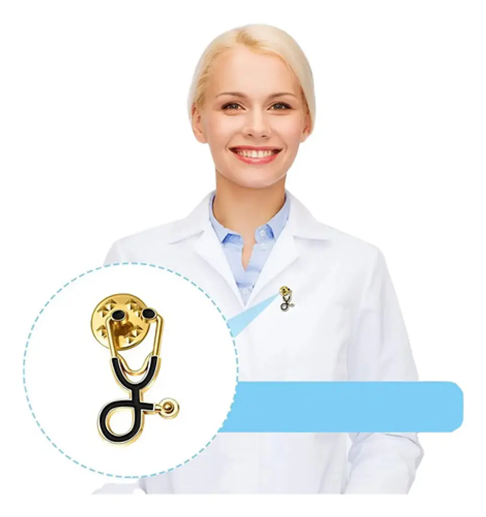 Broche Pin Insignia Médico Estetoscopio Medicin Hombre Mujer 3