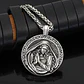Collar Dije Virgen María Cadena Color Plata Antigua Hombre - Miniatura 4