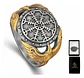 Anillo Acero Color Plata Vikingo Brujula Cuervos Odin Hombre - Miniatura 1
