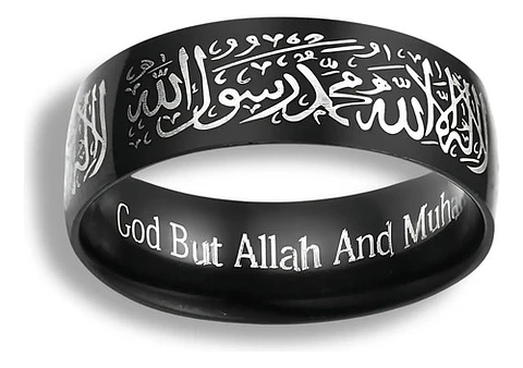 Anillo Árabe Islám Musulmán Allah Shahada Acero Hombre Mujer