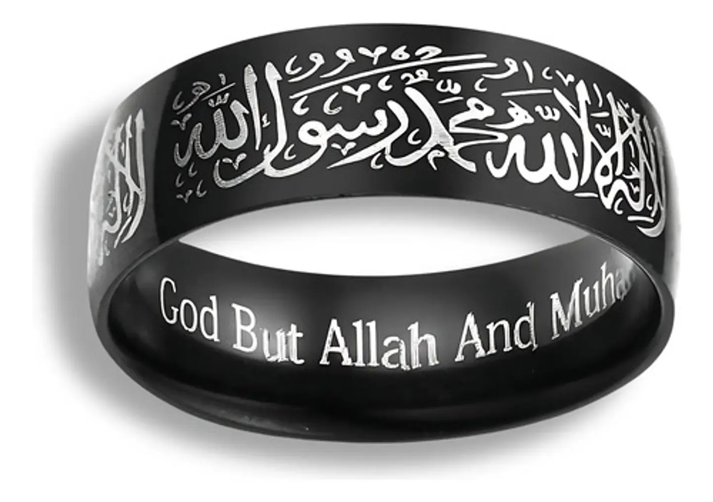 Anillo Árabe Islám Musulmán Allah Shahada Acero Hombre Mujer 2