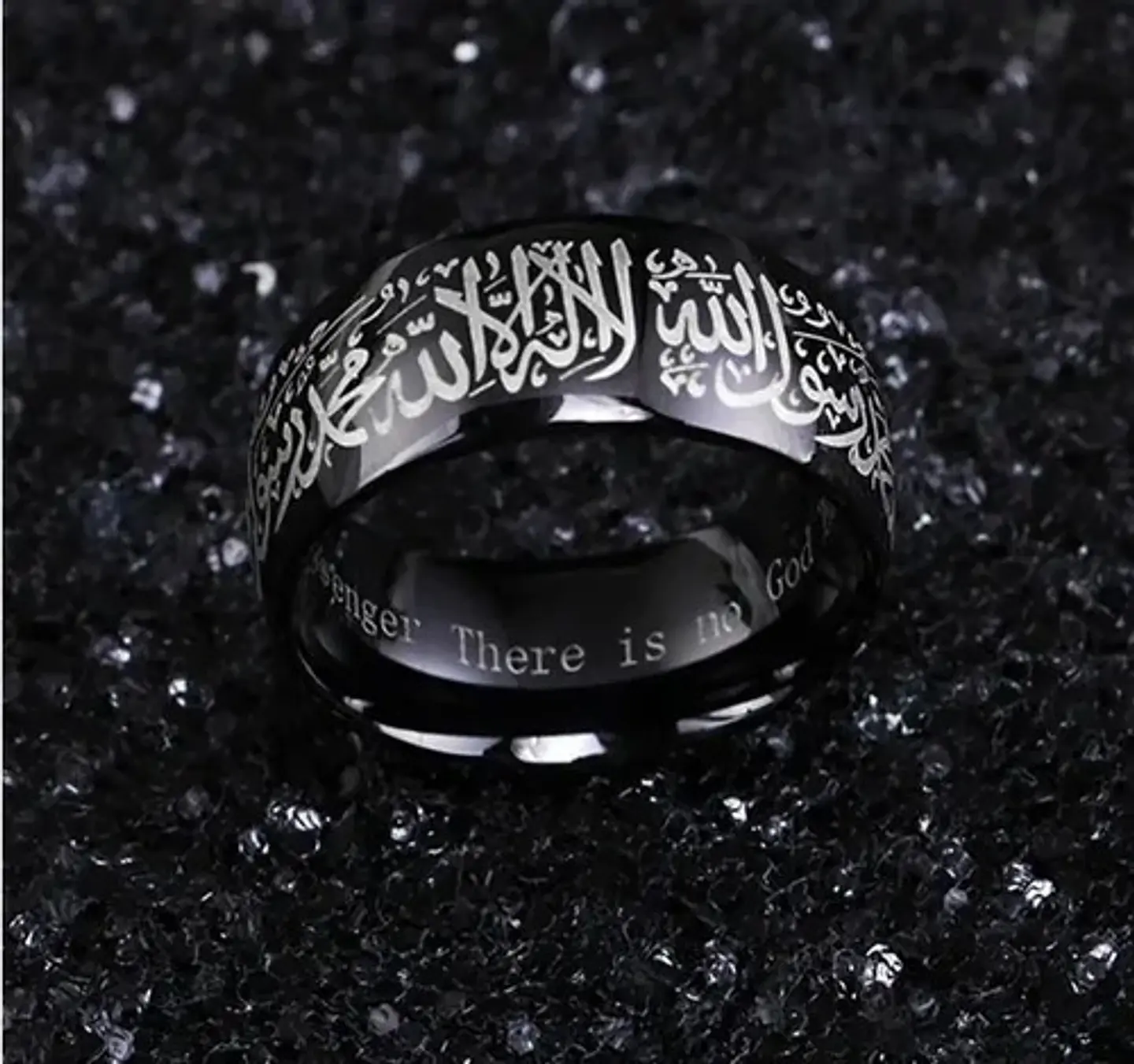Anillo Árabe Islám Musulmán Allah Shahada Acero Hombre Mujer 3