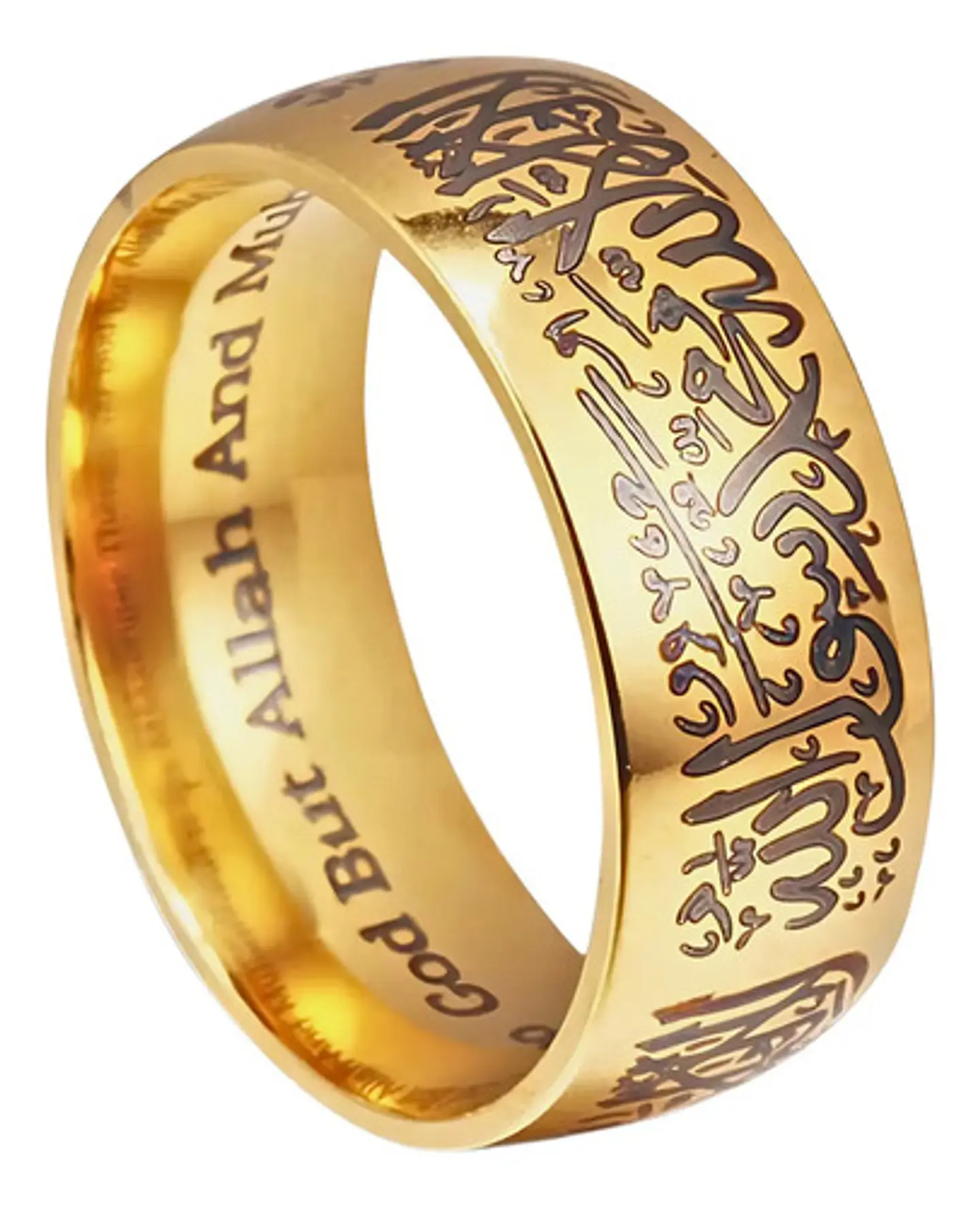 Anillo Árabe Islám Musulmán Allah Shahada Acero Hombre Mujer 7
