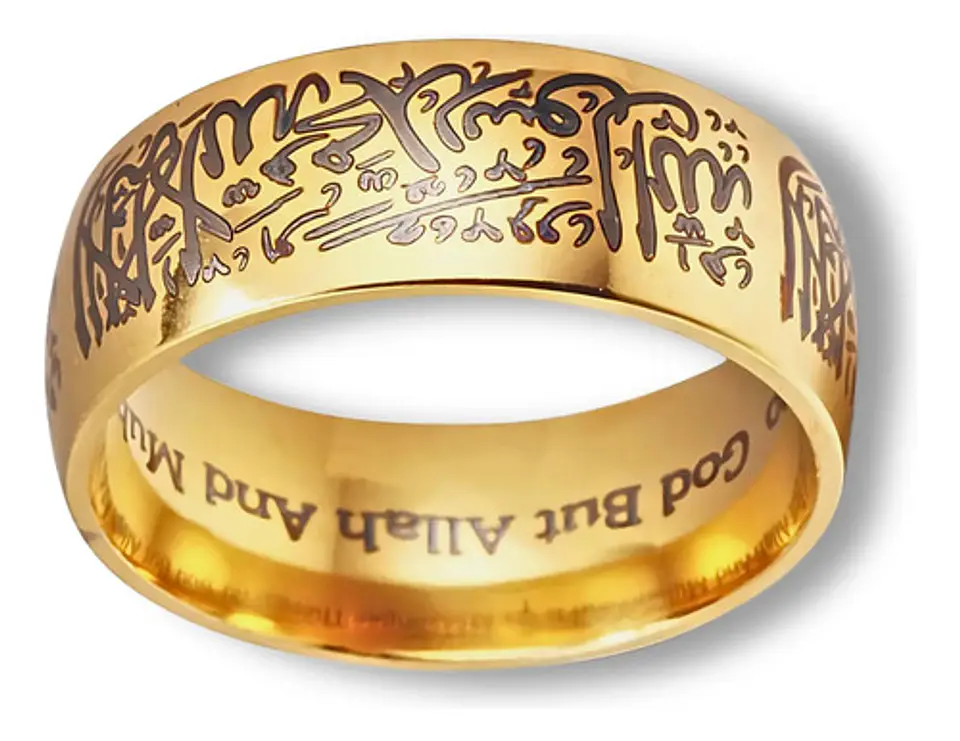 Anillo Árabe Islám Musulmán Allah Shahada Acero Hombre Mujer 8