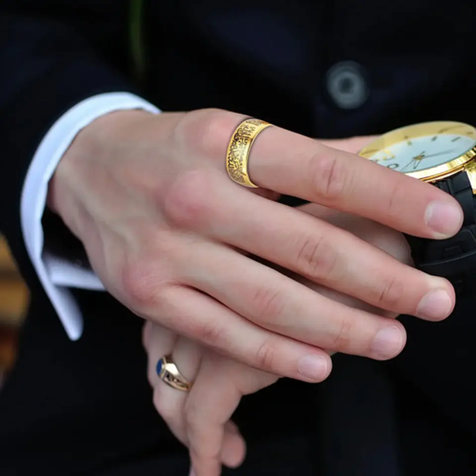 Anillo Árabe Islám Musulmán Allah Shahada Acero Hombre Mujer 9