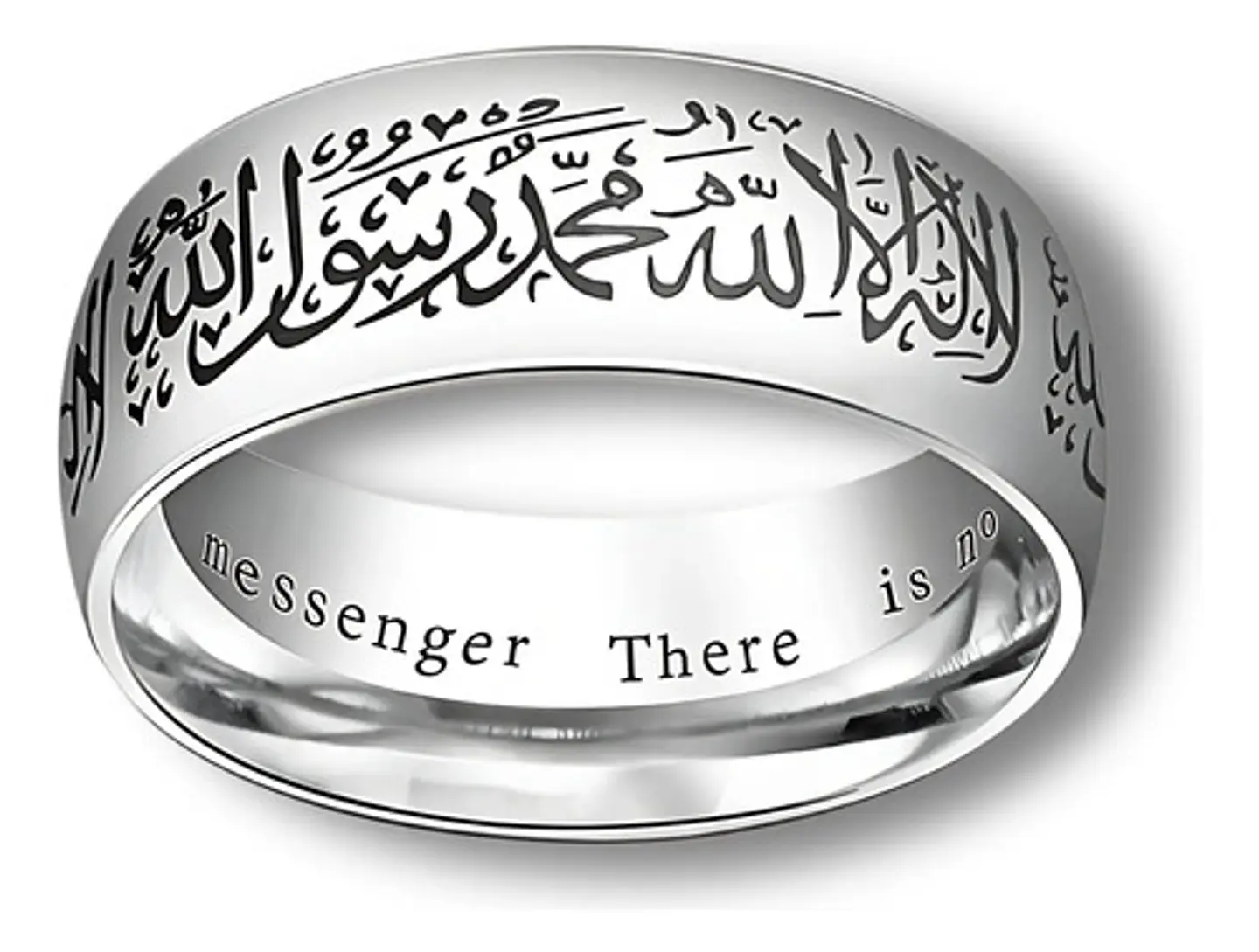 Anillo Árabe Islám Musulmán Allah Shahada Acero Hombre Mujer 13