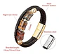 Pulsera Brazalete Trenzada Cuero Piedra Ojo De Tigre Hombre - Miniatura 4