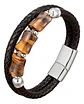 Pulsera Brazalete Trenzada Cuero Piedra Ojo De Tigre Hombre - Miniatura 5