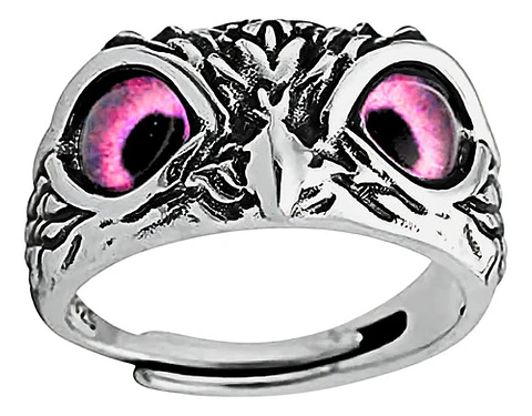 Anillo Argolla Vintage Búho Ojos Color Plata Mujer Hombre