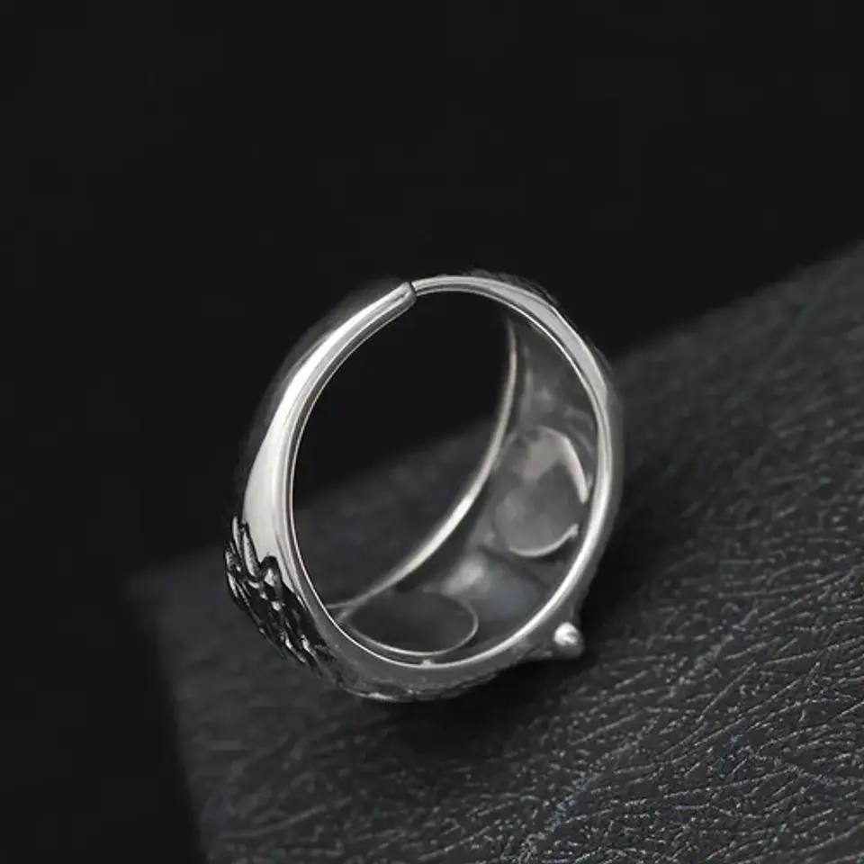 Anillo Argolla Vintage Búho Ojos Color Plata Mujer Hombre 9