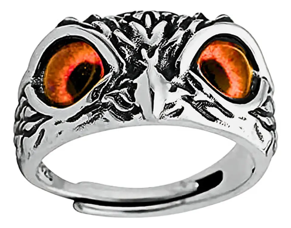 Anillo Argolla Vintage Búho Ojos Color Plata Mujer Hombre 20