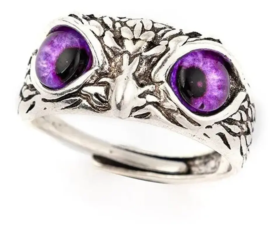 Anillo Argolla Vintage Búho Ojos Color Plata Mujer Hombre 25