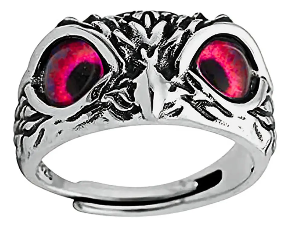 Anillo Argolla Vintage Búho Ojos Color Plata Mujer Hombre 26