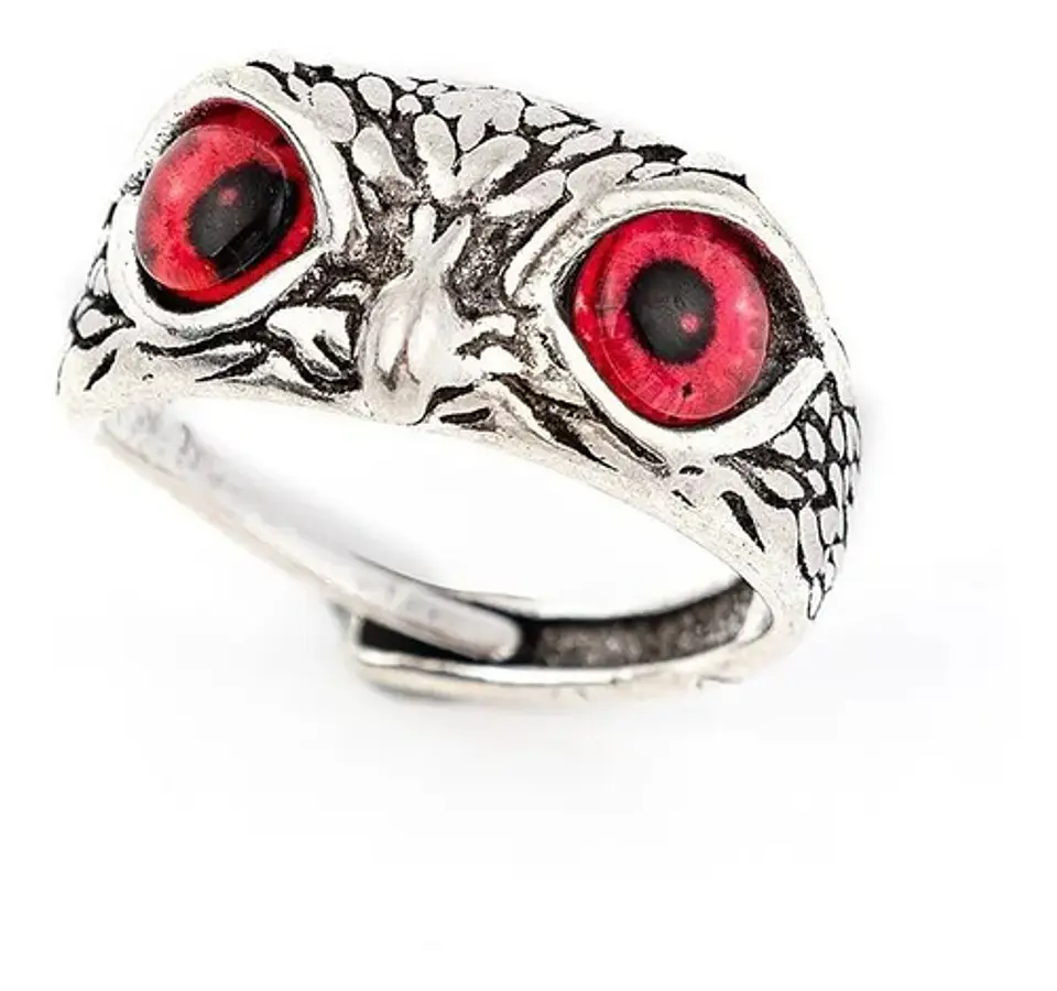 Anillo Argolla Vintage Búho Ojos Color Plata Mujer Hombre 27