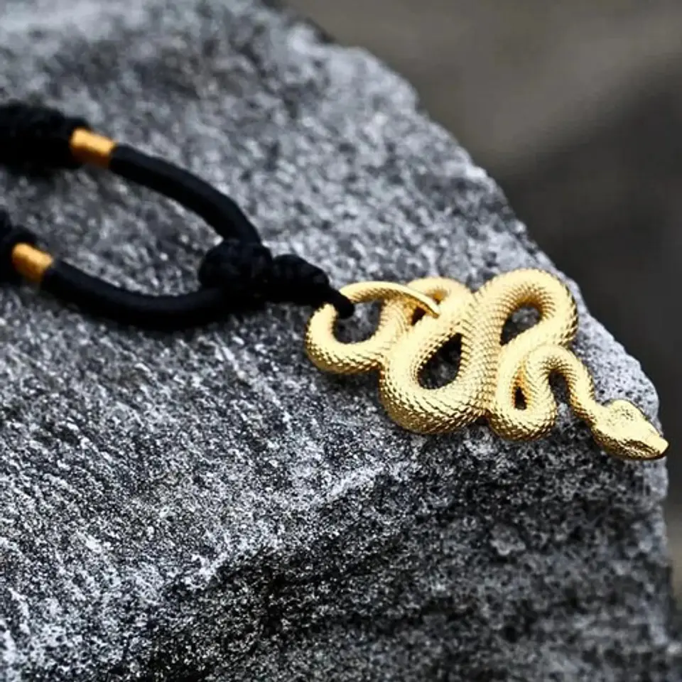 Collar Cadena Dije Serpiente Acero Color Oro/plata Hombre 2