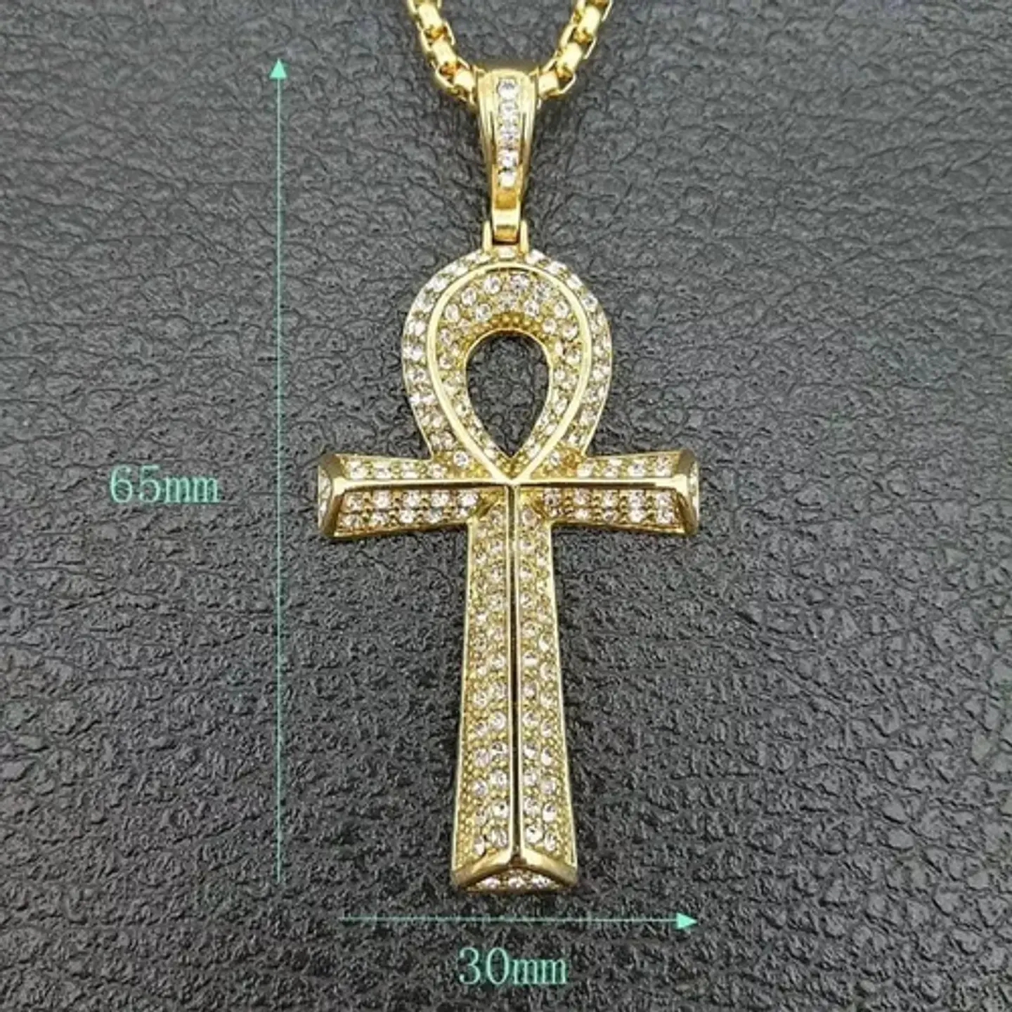 Collar Cadena Dije Acero Color Oro T Anka Egipcia Cz Hombre 6
