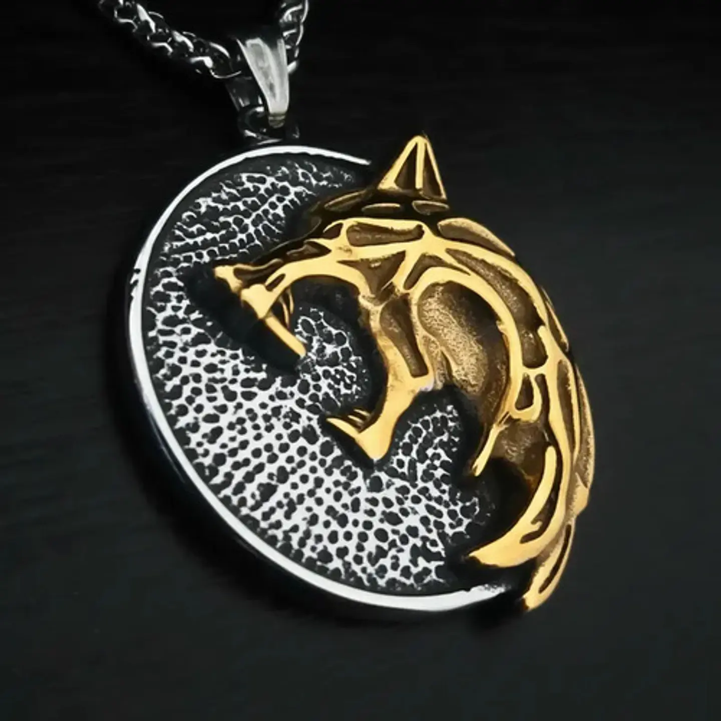 Collar De Acero Para Hombres Dije Geralt Lobo The Witcher  6