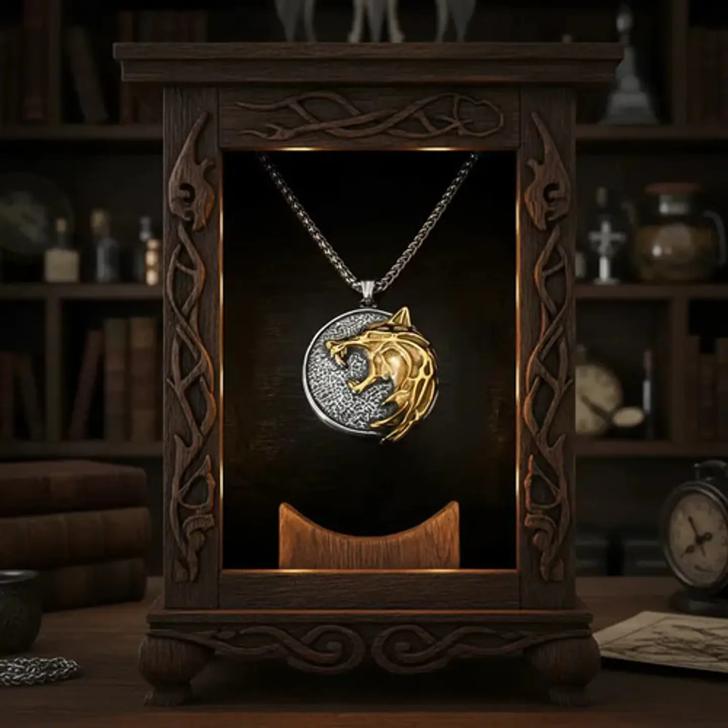 Collar De Acero Para Hombres Dije Geralt Lobo The Witcher  9