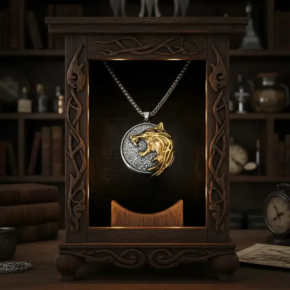 Collar De Acero Para Hombres Dije Geralt Lobo The Witcher  9