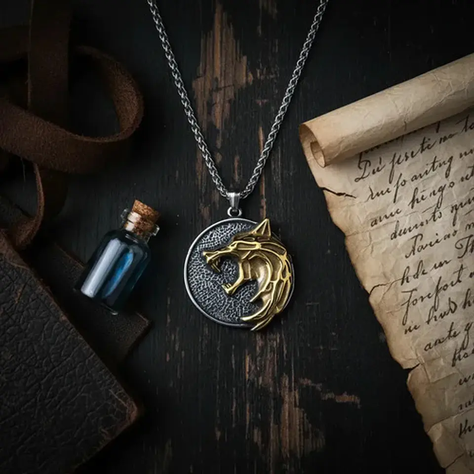 Collar De Acero Para Hombres Dije Geralt Lobo The Witcher  10