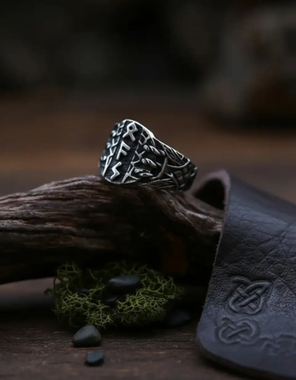 Anillo Runas Vikingo Acero Color Plata Odin Nórdico Hombre 7