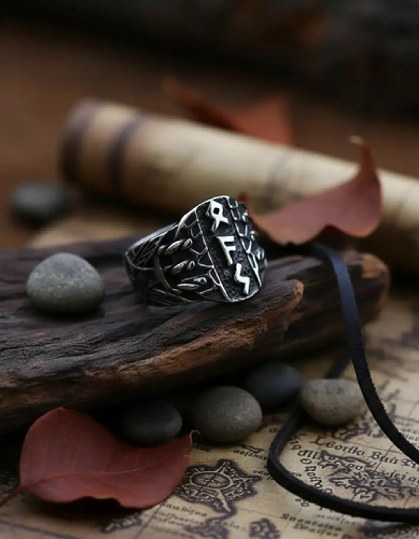 Anillo Runas Vikingo Acero Color Plata Odin Nórdico Hombre 8