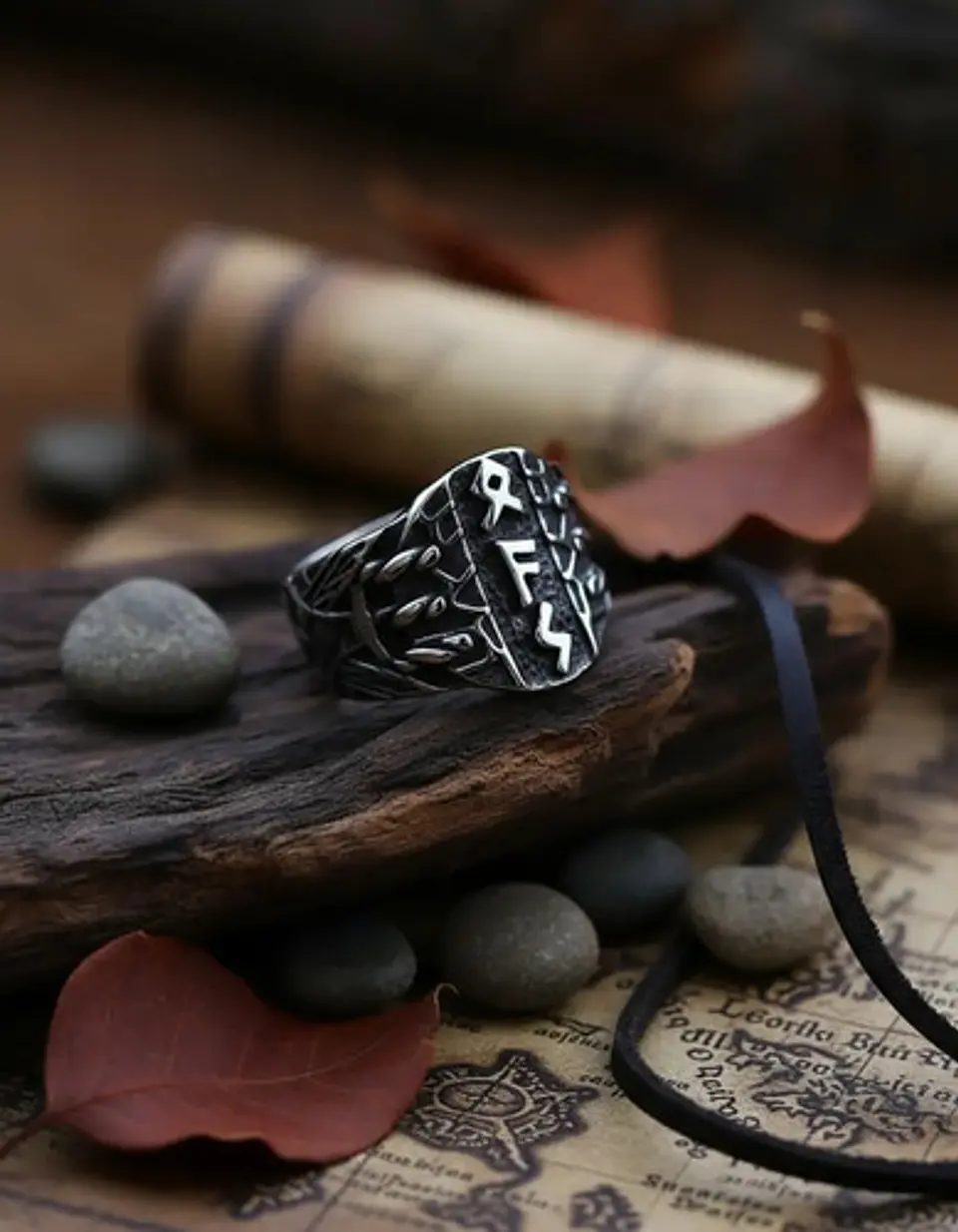 Anillo Runas Vikingo Acero Color Plata Odin Nórdico Hombre 8