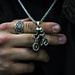 Collar Para Hombre Y Mujer Dije Motocicleta Calavera Craneo Plateado - Miniatura 4