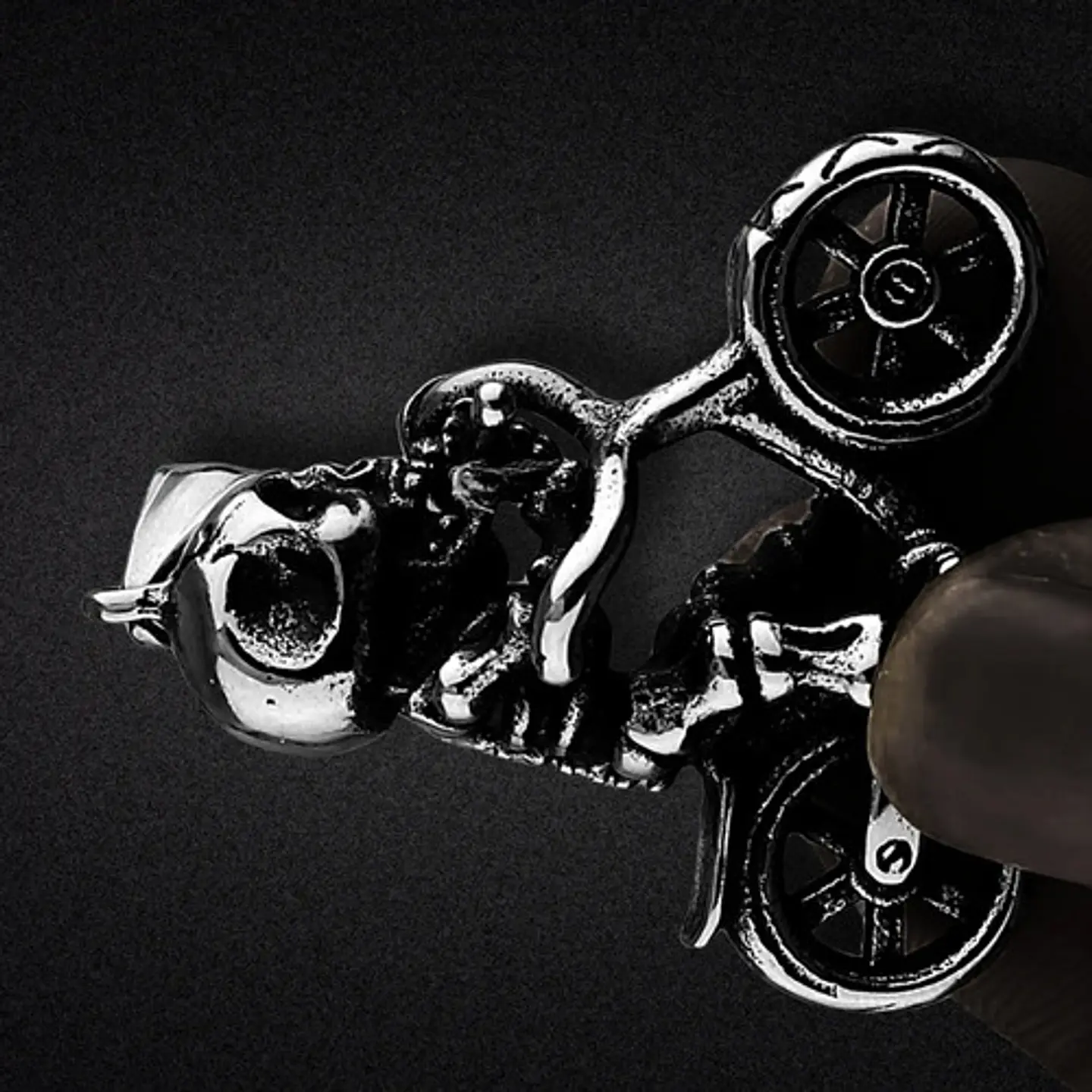 Collar Para Hombre Y Mujer Dije Motocicleta Calavera Craneo Plateado 5