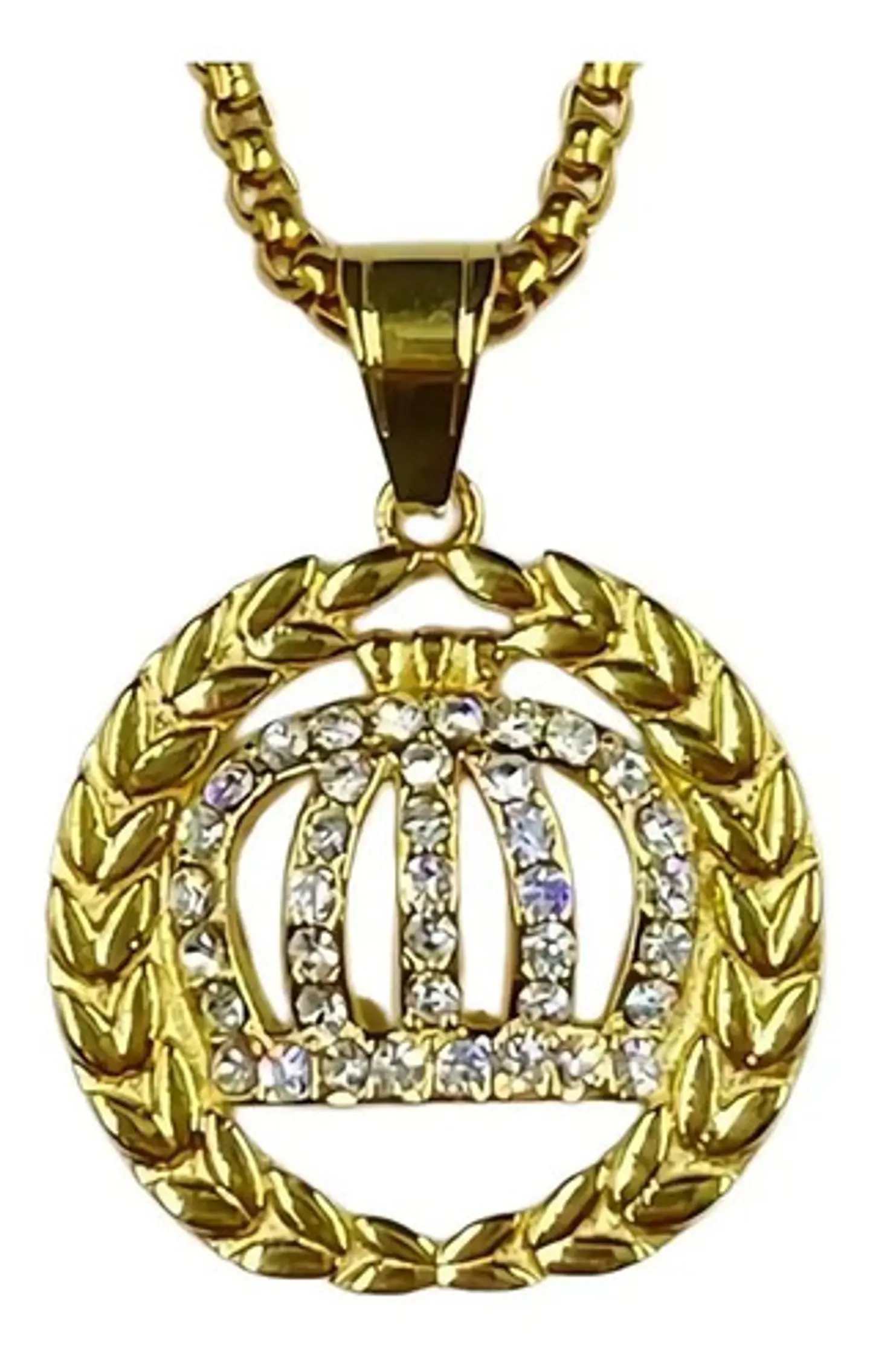 Colla Dije Rey Corona Hip Hop Acero Color Oro Hombre Mujer 1