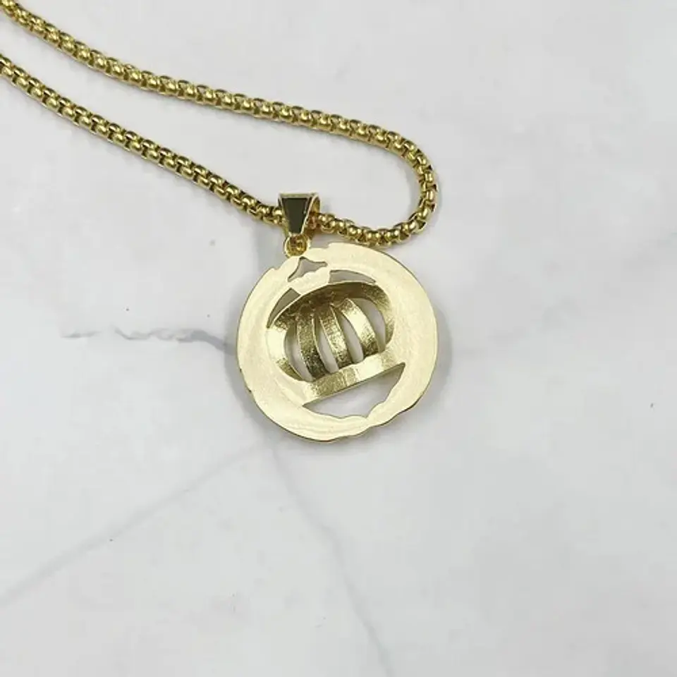 Colla Dije Rey Corona Hip Hop Acero Color Oro Hombre Mujer 3