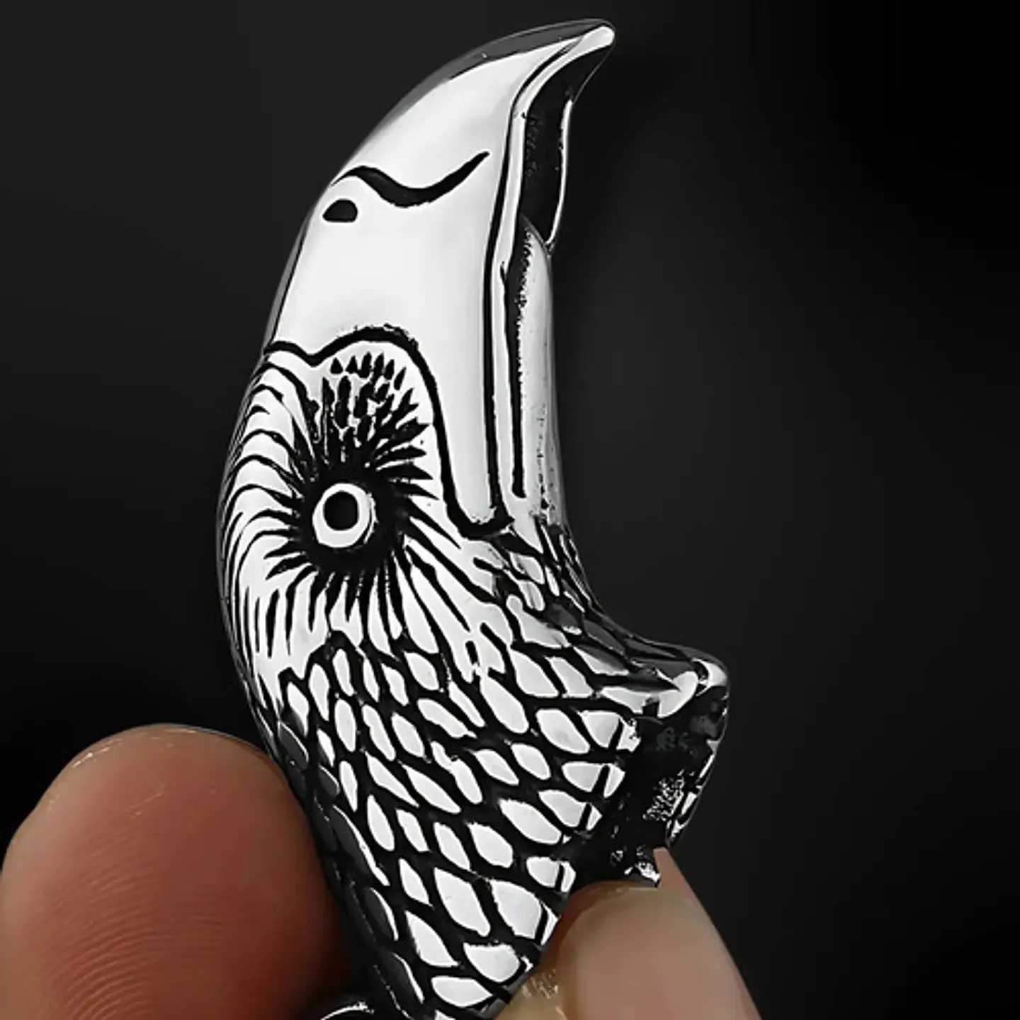 Collar Dije Cabeza Águila Acero Color Plata Hombre Y Mujer Plateado 6
