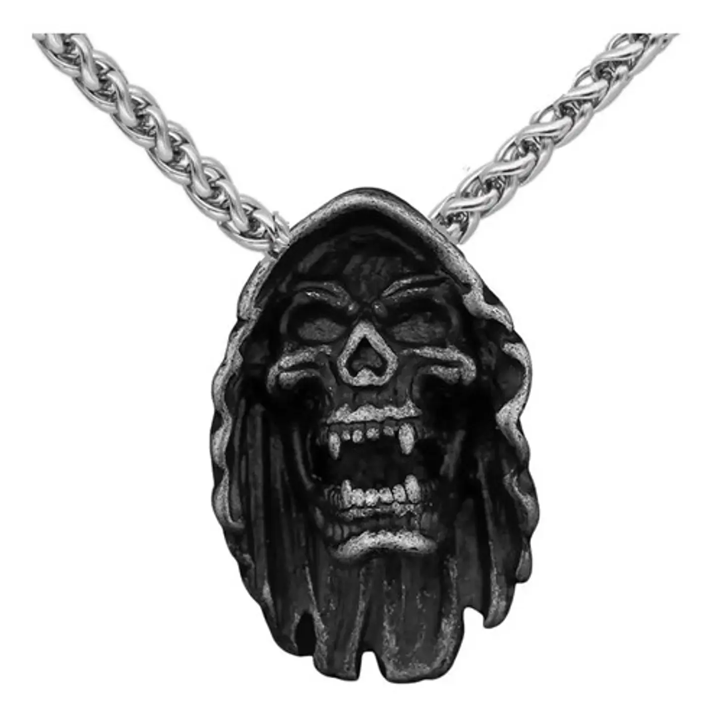 Collar Dije Calavera Cráneo De Acero Color Oro Para Hombre  11