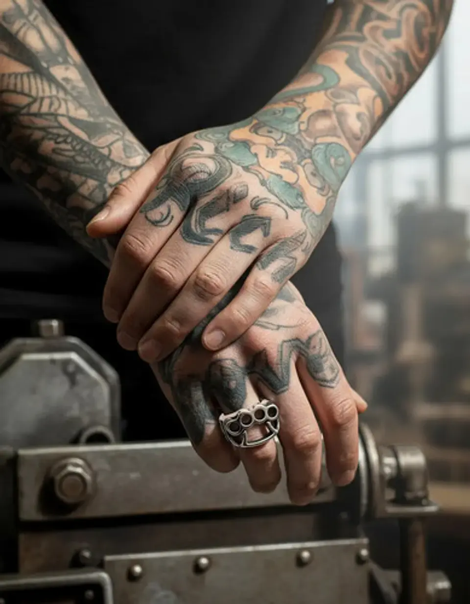 Anillo Para Hombre Manopla Punk Biker De Acero Color Plata 2