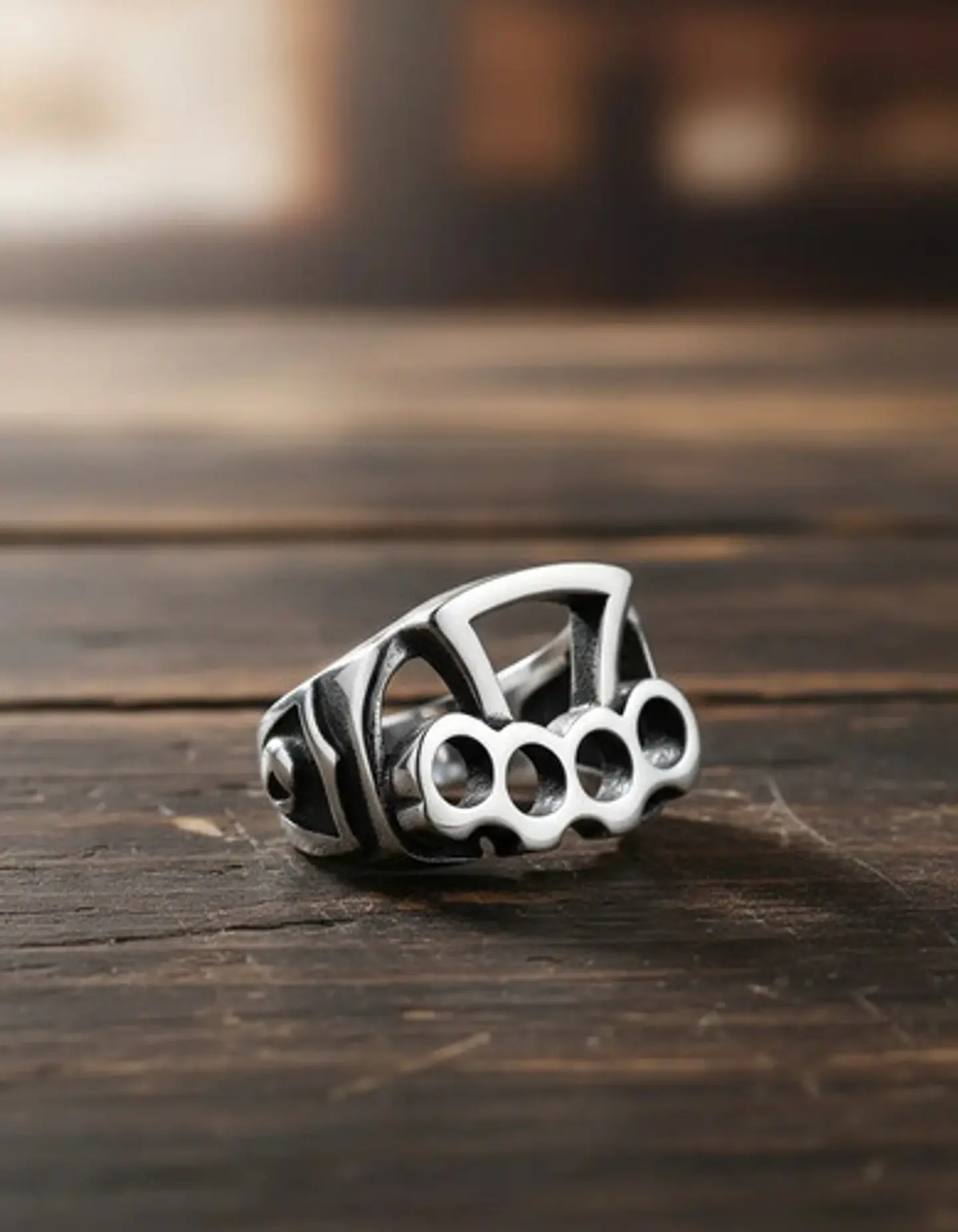 Anillo Para Hombre Manopla Punk Biker De Acero Color Plata 4