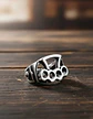 Anillo Para Hombre Manopla Punk Biker De Acero Color Plata - Miniatura 4