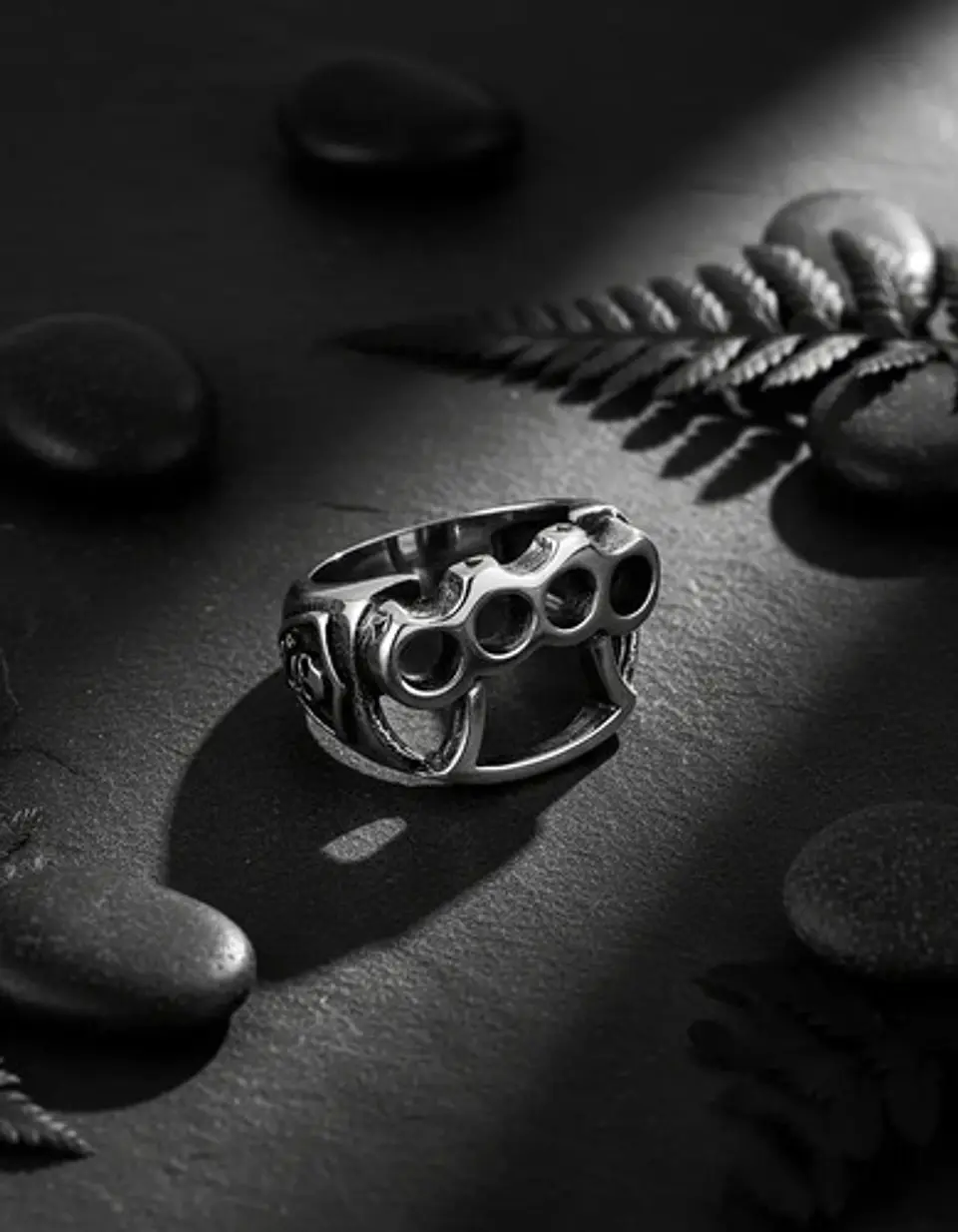 Anillo Para Hombre Manopla Punk Biker De Acero Color Plata 6