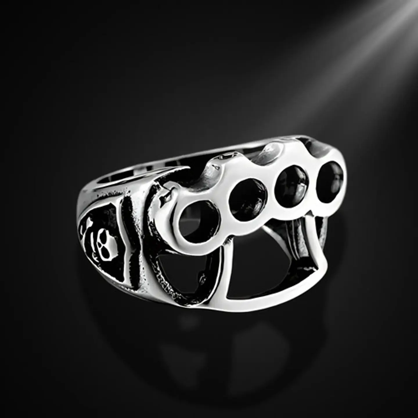 Anillo Para Hombre Manopla Punk Biker De Acero Color Plata 7