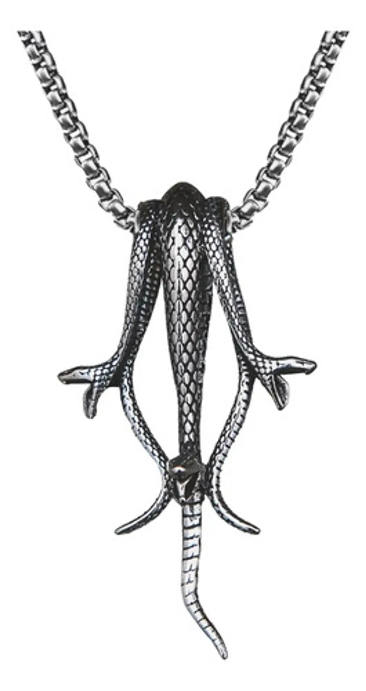 Collar Para Hombre Con Dije Serpientes De Acero Color Plata 1