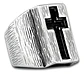 Anillo Grande Acero Color Plata Cruz Religioso Para Hombre - Miniatura 1
