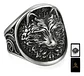 Anillo Acero Color Plata Vikingo Cabeza De Lobo Para Hombre - Miniatura 1