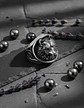 Anillo Acero Color Plata Vikingo Cabeza De Lobo Para Hombre - Miniatura 4