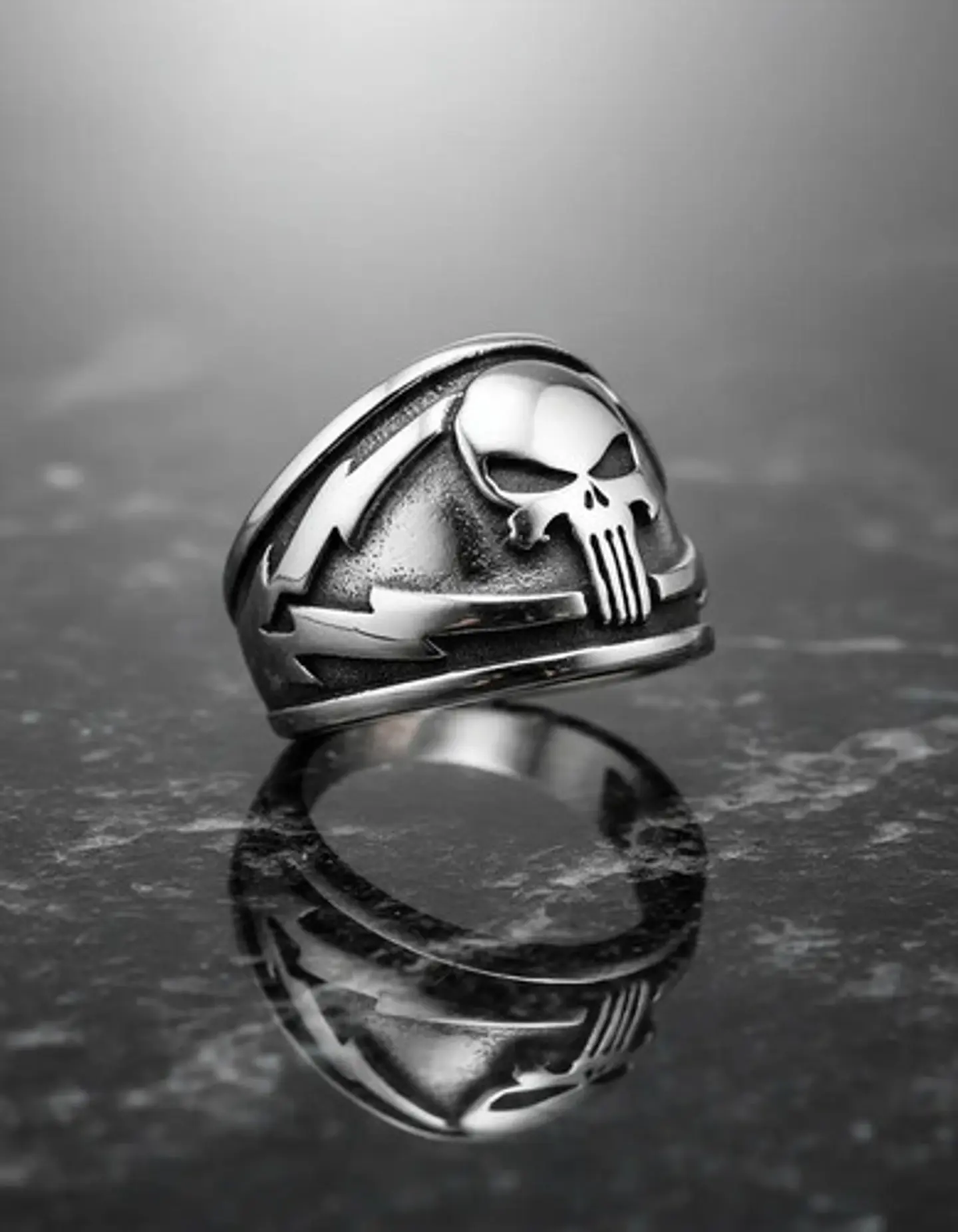Anillo The Punisher Acero Color Plata Cráneo Calavera Hombre 4