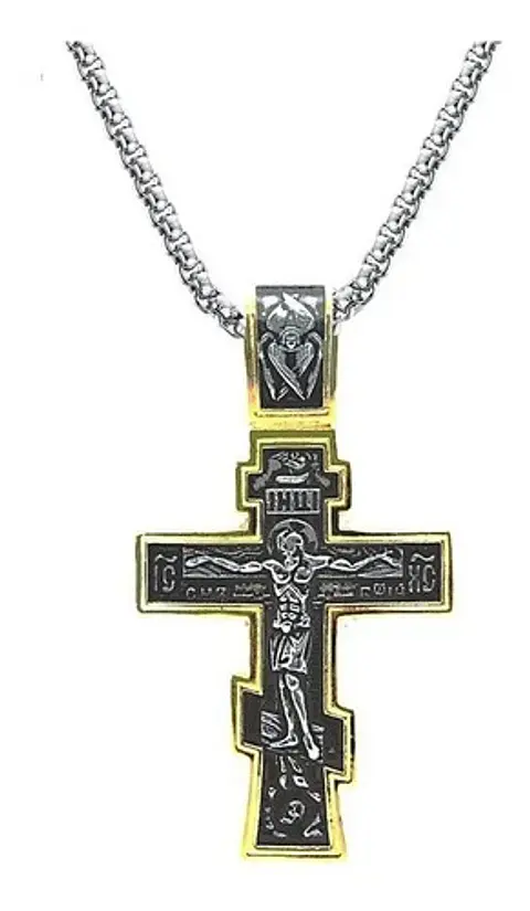 Collar Dije Cruz John Wick Ortodoxa Color Plata Para Hombre 