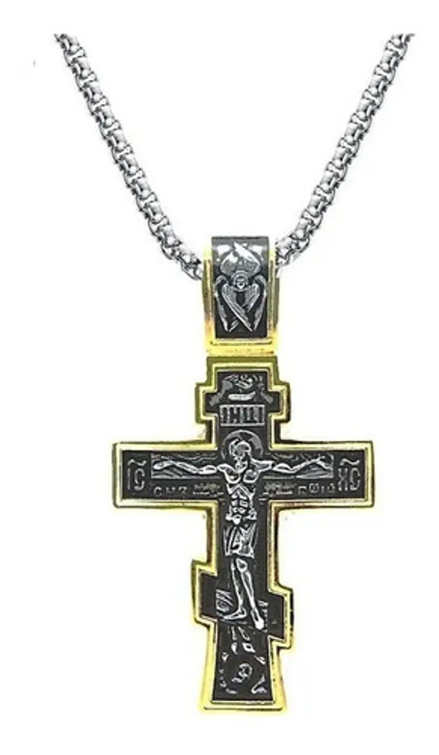 Collar Dije Cruz John Wick Ortodoxa Color Plata Para Hombre  1