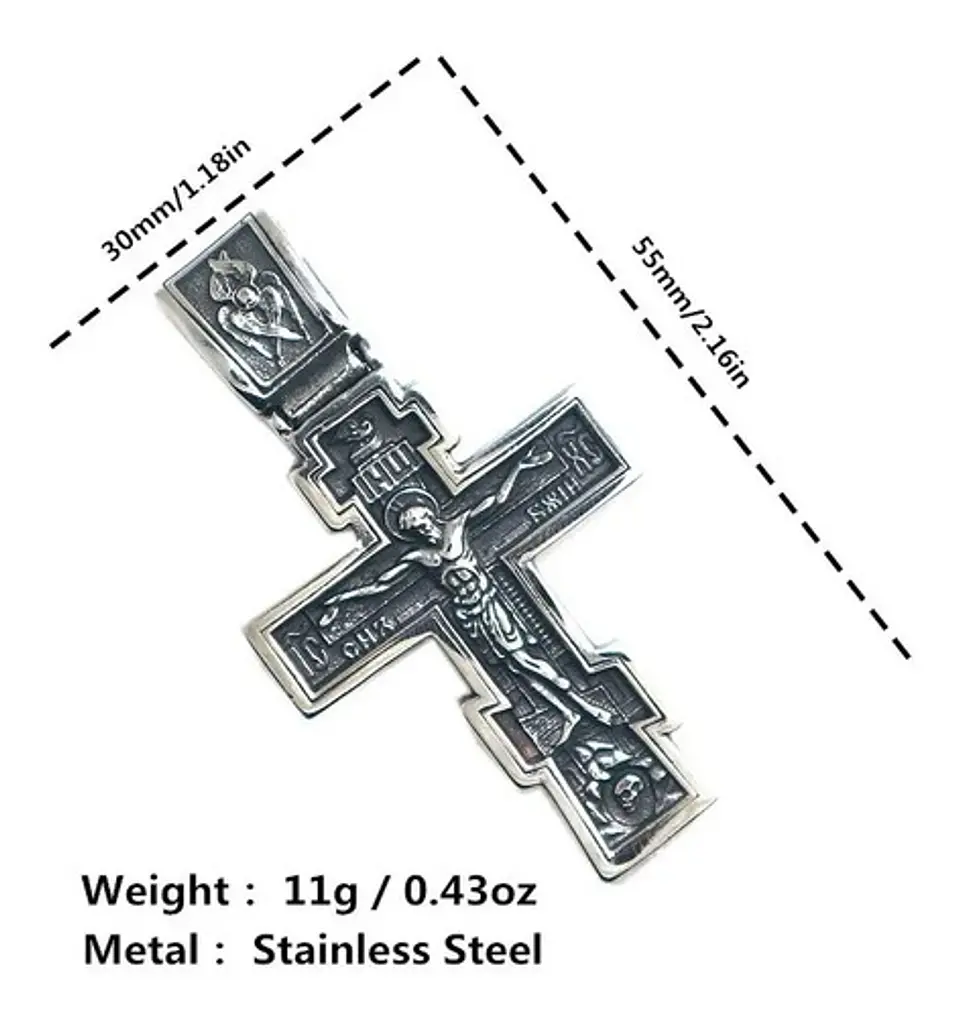 Collar Dije Cruz John Wick Ortodoxa Color Plata Para Hombre  12