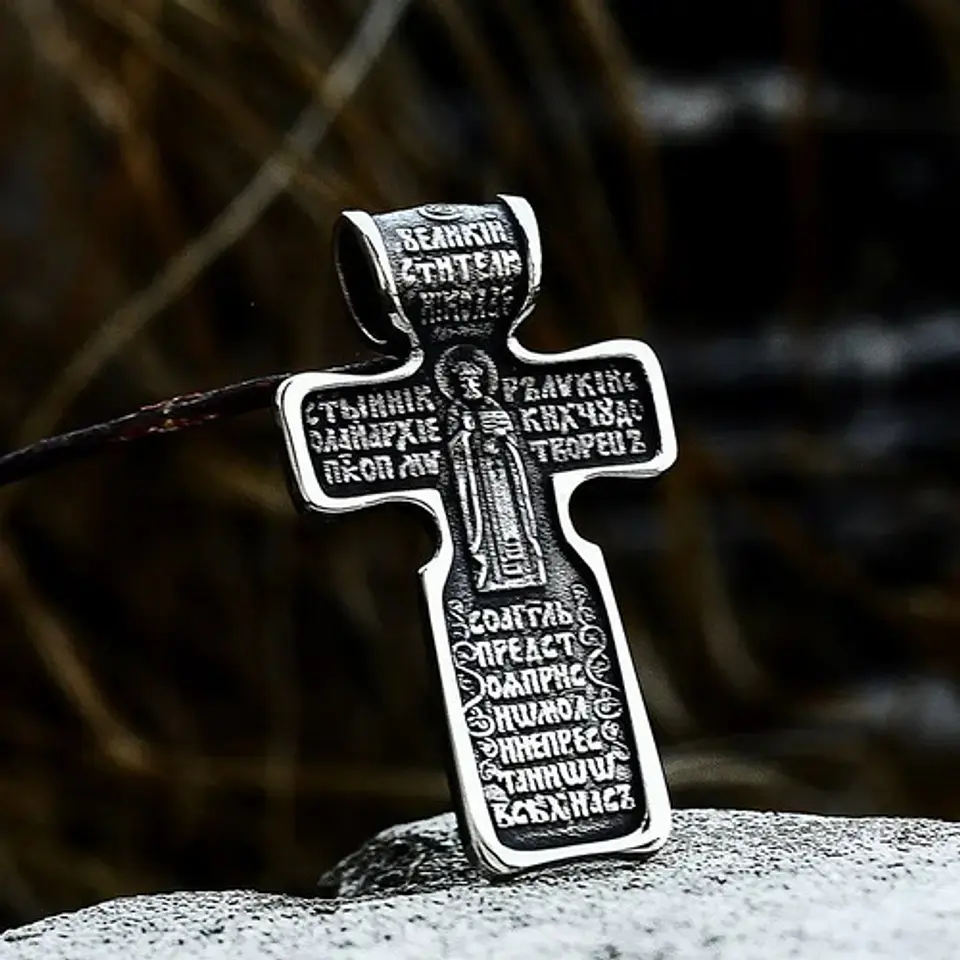 Collar Dije Cruz John Wick Ortodoxa Color Plata Para Hombre  19