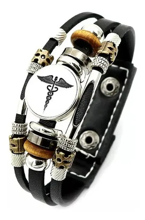 Pulsera Manilla Cuero Profesión Medico Medicina Hombre Mujer